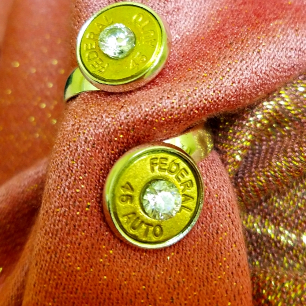 Double Bullet Ring (CZ Center Stones)- Finger Wrap